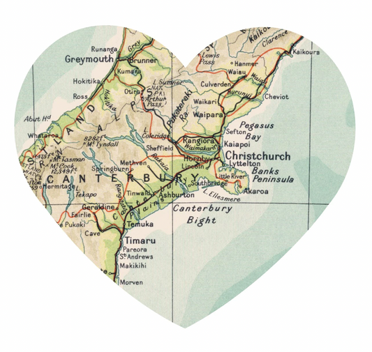 Medium Heart Shape New Zealand Map - Removable Wall Art