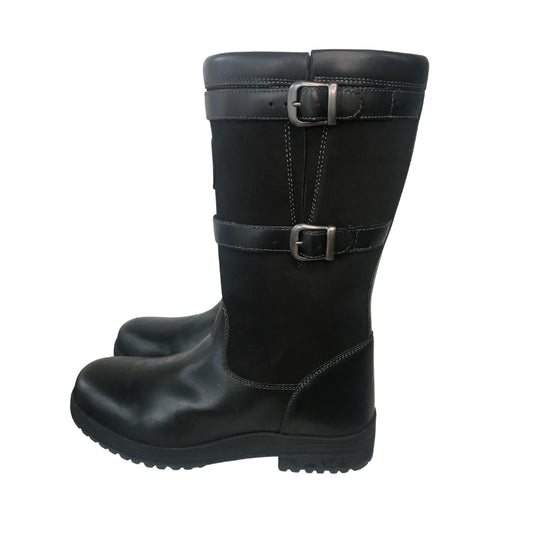 Town and Country Mid Calf Waterproof Leather Boot - Black