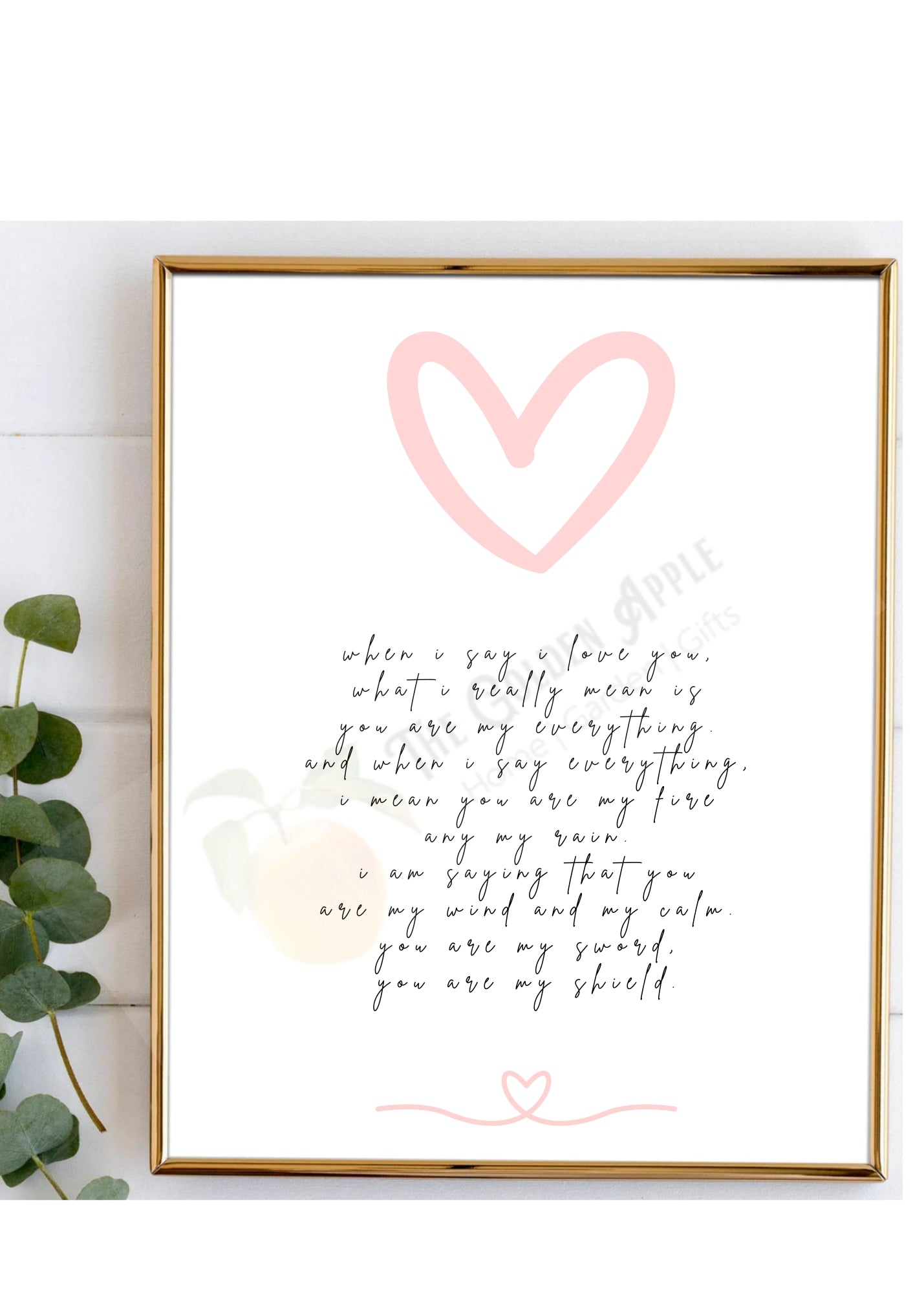 When I say I love you - Printable Wall Art - The Golden Apple NZ