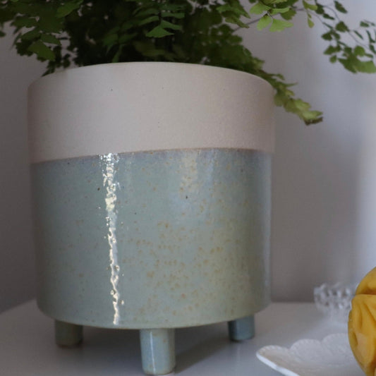 Mist Stoneware Planter - The Golden Apple NZ