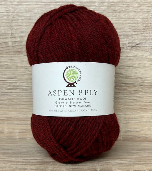 Aspen 8ply Polworth Wool - Cherry - The Golden Apple NZ