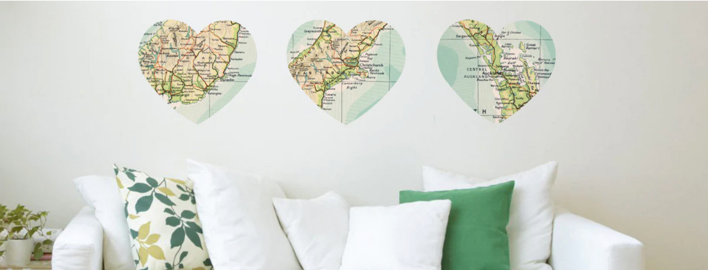 Large Heart Shape New Zealand Map - Removable Sticker