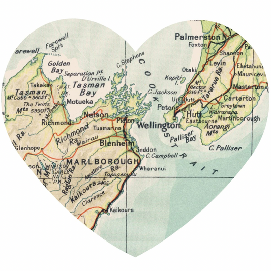 Large Heart Shape New Zealand Map - Removable Sticker