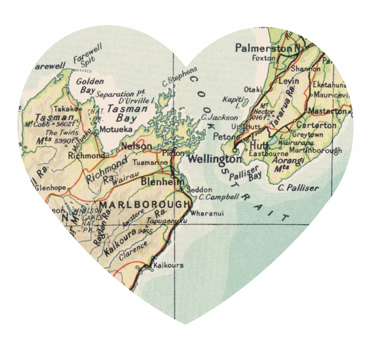 Medium Heart Shape New Zealand Map - Removable Wall Art