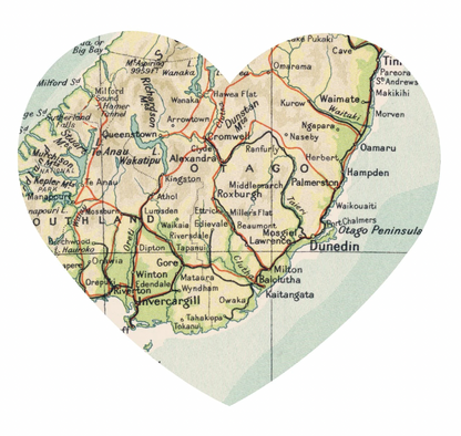 Medium Heart Shape New Zealand Map - Removable Wall Art