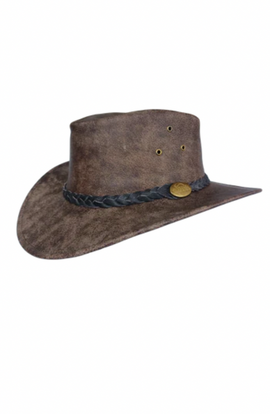 Leather Outback Hat | Maverick Crusher | Hickory Stone