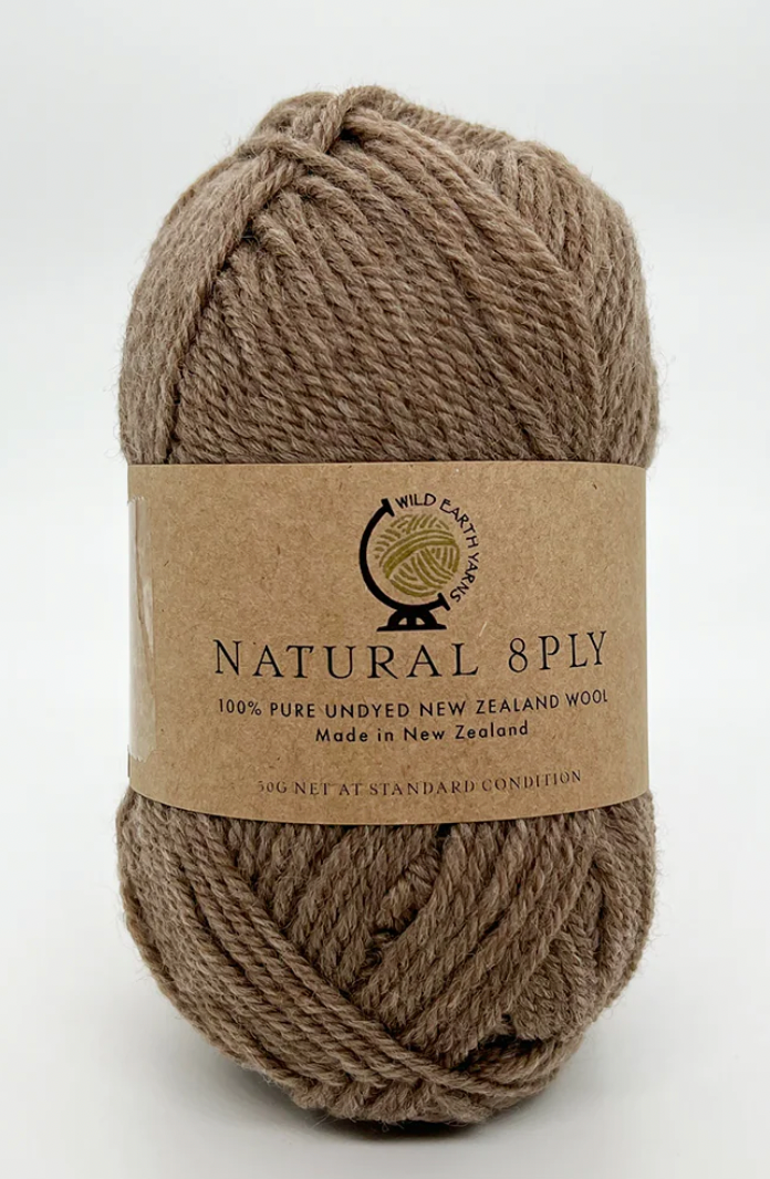 Natural 8 Ply Undyed NZ Wool - Walnut
