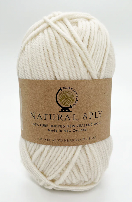 Natural 8 Ply Undyed NZ Wool - Cream