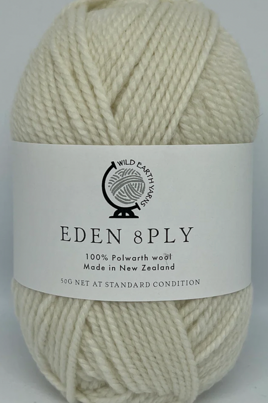 Eden 8 ply Polworth Wool - Daisy | White Knitting Yarn