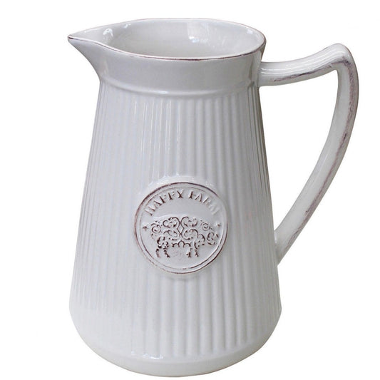 Ivory Striped Country Jug - The Golden Apple NZ