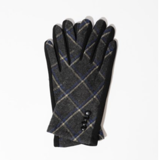 Blue Black Check Gloves