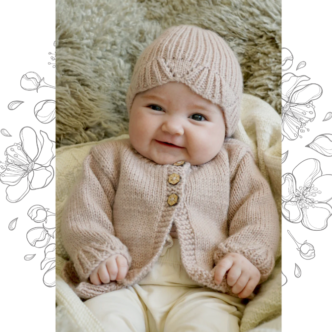 Poppin Cardi and Hat Pattern - The Golden Apple NZ