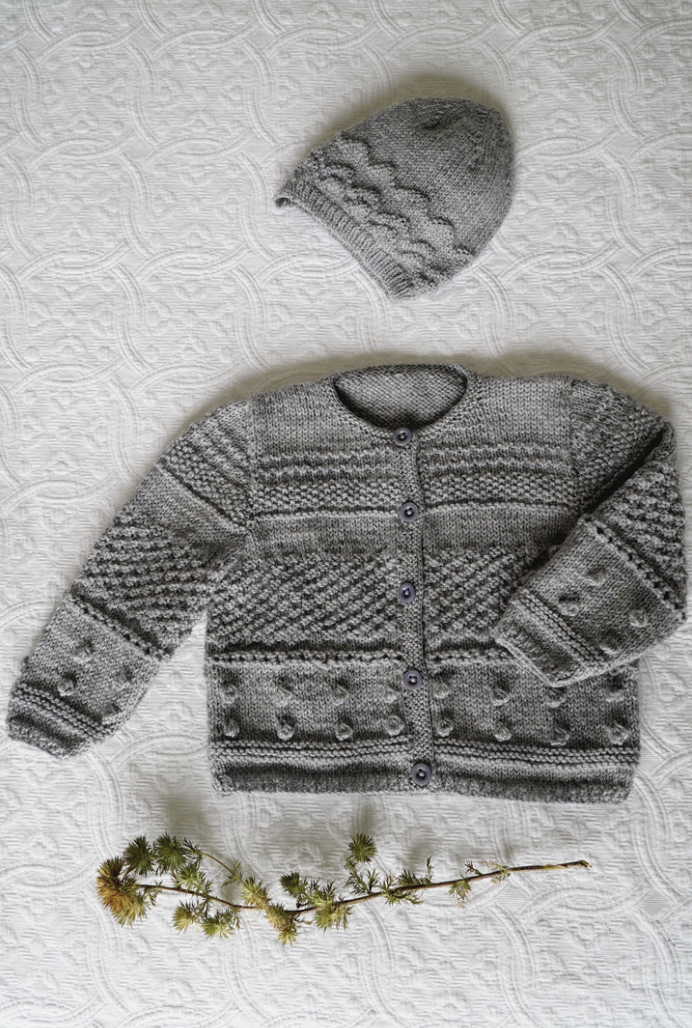Frankie Cardi and Hat Pattern - 4ply - The Golden Apple NZ