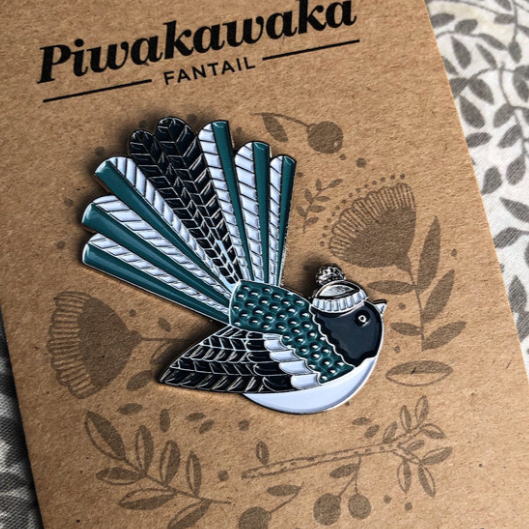 Piwakawaka - Fantail Enamel Pin - The Golden Apple NZ